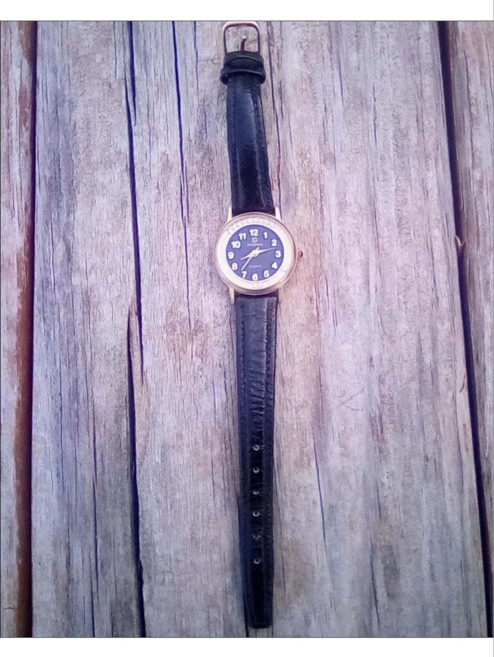 Giordano Quartz Petite Wristwatch Dark Blue Dial Gold Tone Bezel